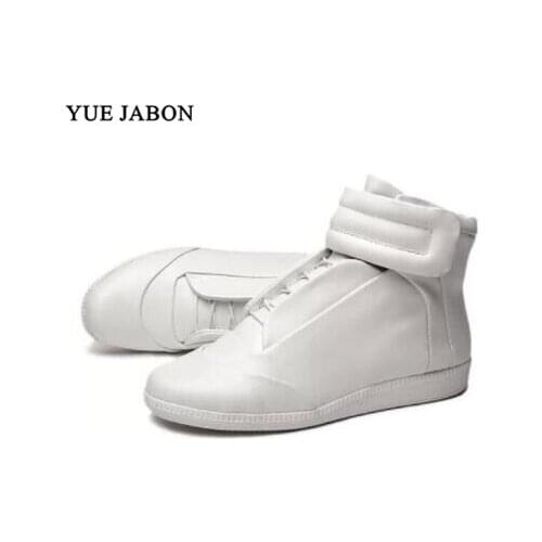 High Top Casual Shoes Mens High Top Hook&Loop Men Sneakers real leather shoes men Flats Shoes Zapatallias mens shoes casual