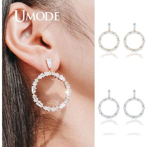 UMODE Round Circle Earrings for Women Drop Earrings Engagement Earrings Hanging Girls Party Luxury Wedding Gifts Jewelry UE0640