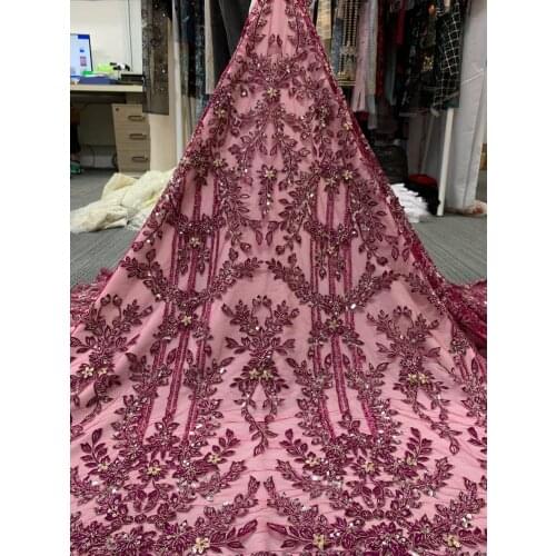 Beautifical african tulle laces dress new arrival french tulle lace fabircs with beads S-388683 french net laces 5yar Lace