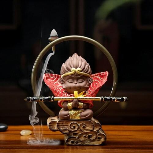Backflow Arabic Style Incense Burner Statue Monkey King Incense Burner Buddha Decor Air Freshener Incensario Home Decor BK50XX