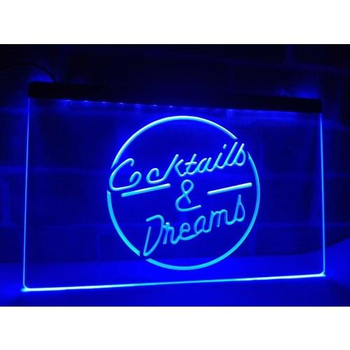 LB079- Cocktails & Dream Beer Bar Wine LED Neon Light Sign home decor crafts