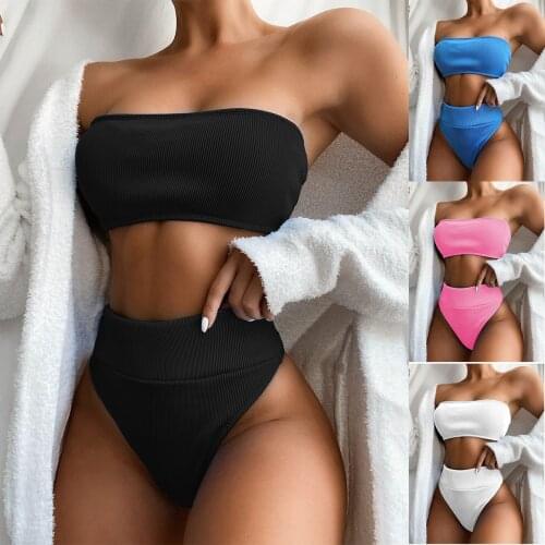 Hot Solid Swimwear Women Swimsuit Split Biquini High Waist Bikini Maillot De Bain Femme Brazilian Bikini