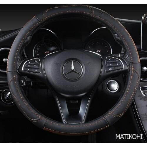 MATIKOHI Carbon Fiber Leather Car Steering Wheel Cover For Nissans Qashqai Xtrail t32 Juke Note Tiida Almera Rogue Almera
