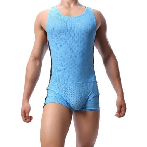 Men Undershirts Leotard Sports Workout Bodysuit Shorts Wrestling Singlet Fitness Jumpsuit Sexy Men Underwear Hombre Swimwear