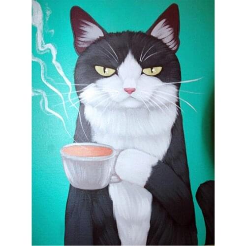 Animal Carton Cat DIY Embroidery 11CT Cross Stitch Kits Needlework Craft Printed Canvas Home Decoration On Sale For Living Room