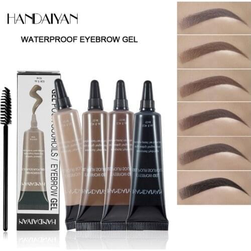Eyebrow Makeup Henna Gel Black Brown Waterproof Durable Liquid Tint Brush Sets Tattoo Paint Kit Cream Enhancer Dye Cosmetic Tool