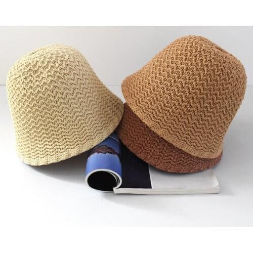 Solid Korean version of Fishermans hat female Japanese straight tube spring and summer sun shade face white Free Shipping