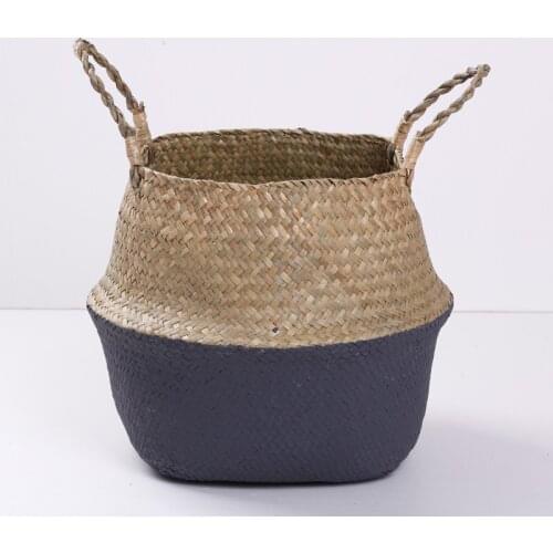 Hand-woven Woven Seagrass Baskets with Handles for Storing Plant Pots Toys Laundry Picnics and Grocery Baskets Potted Decoration