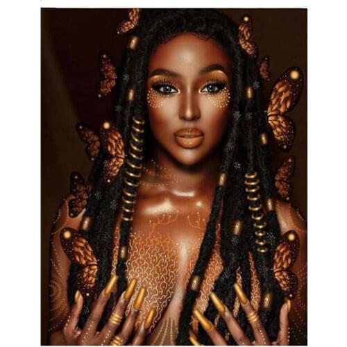 Full square Diamond Embroidery African woman Makeup Diamond Mosaic Rhinestone 5D Diamond Painting Cross Stitch kits art E603