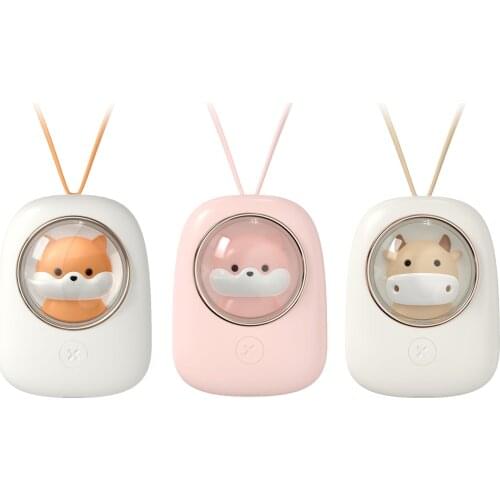 Portable Hanging Neck Fan Cute with 3-Level Speed Cartoon for Travel Outdoor