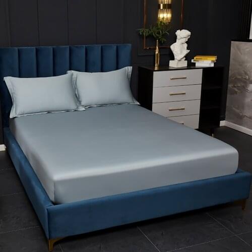 60 Thread Cotton Solid Color fitted sheet With Elastic Band Mattress Cover Solid Color Bed Sheet Queen Size Bedspread 160X200cm