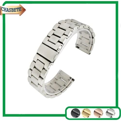 Stainless Steel Watch Band for Diesel 20mm 22mm 24mm 26mm Men Women Metal Strap Belt Wrist Loop Bracelet Black Silver Gold + Pin