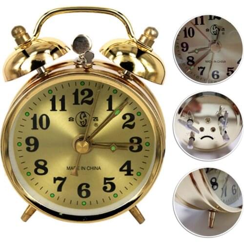 Retro Vintage Loud Double Bell Mechanical Alarm Clock Silent Table Clock Time