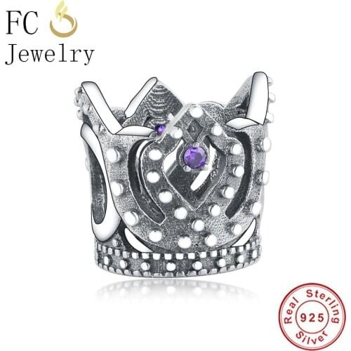 FC Jewelry Fit Original Brand Charm Bracelet 925 Sterling Silver Luxury Queen Crown Crystal Bead For Making Fine Berloque 2019