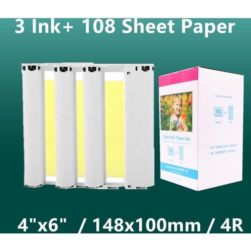 Compatible Canon Selphy CP1300 CP1200 CP1000 CP910 Ink Cassette for Selphy CP1300 Photo Paper Set Printer Photo KP108