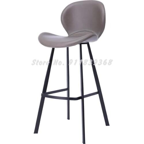 Northern Europe Simple Modern Bar Chair High Chair Dining Bar Chair Household High Chair Leather Art High Stool Back