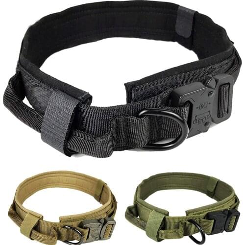Tactical Dog Collar Adjustable Military Pet Collars Special Control Handle Quick Release for Medium Large Dogs Training Supplies