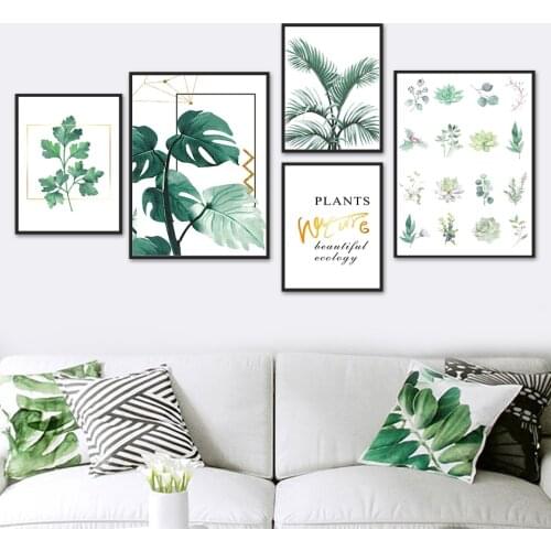 Tropical Plant Monstera Palm Green Plant Wall Art Canvas Painting Nordic Posters And Prints Wall Pictures For Living Room Decor