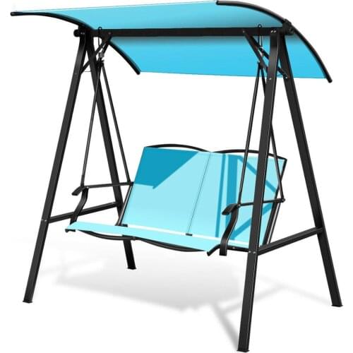 Outdoor 2-Seat Swing Loveseat Canopy Patio Porch Steel Hanging Swing
