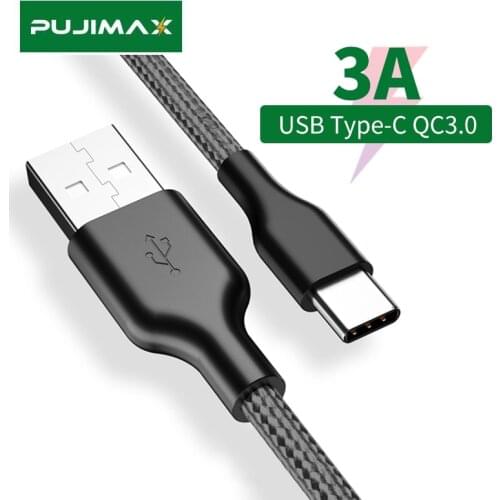 PUJIMAX Type C USB Cable Fast Charging Charge Data Transmission Line Nylon Braided For Huawei P9/P20/Mate20/Xiaomi X3/Samsung S9