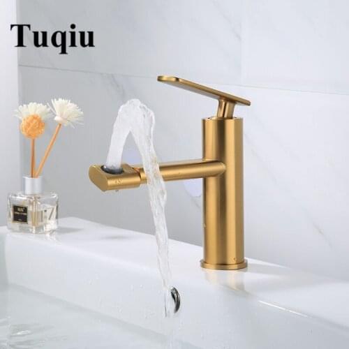 Vidric Bathroom Faucet hot and cold Lavotory Faucet Brass Basin Faucet 360 Degree Brushed Gold Sink Faucet Single Handle water t