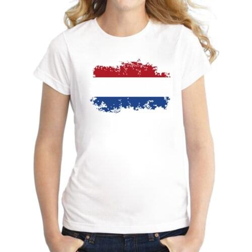 BLWHSA Top Quality Netherlands Flag Women T shirts Cotton Netherlands Flag Nostalgia Style Games Fans cheer T-shirts