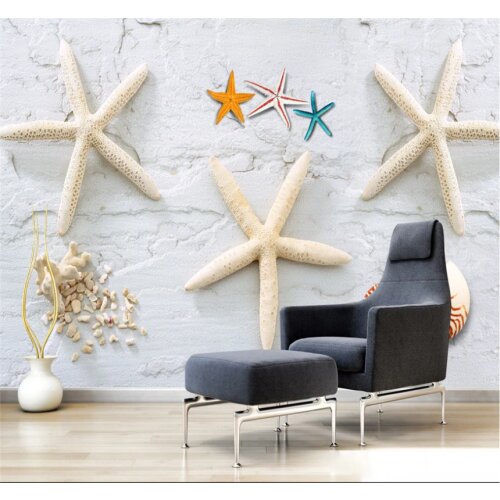Xuesu Mediterranean starfish shell background wall painting custom wallpaper 8D waterproof wall cloth