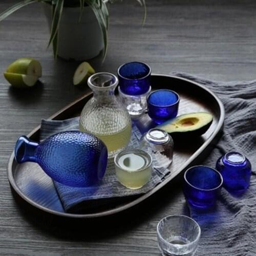 Japanese Sake Set Flagon Liquor Spirits Cups Sake Pot Crystal Drinking Glass Wine Bottle Cups Set Creative Gift Barware Kitchen