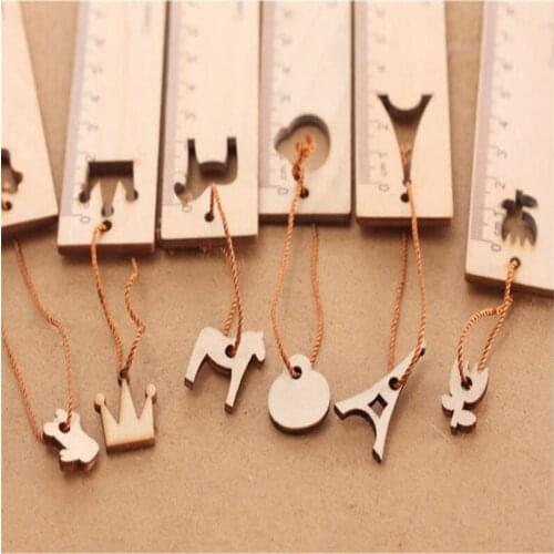 YOUE SHONE 1Pcs/lots Wood Cute Wind Ruler Stationery 15Cm Scale Pendant Bookmark Student Safe Centimeter Ruler