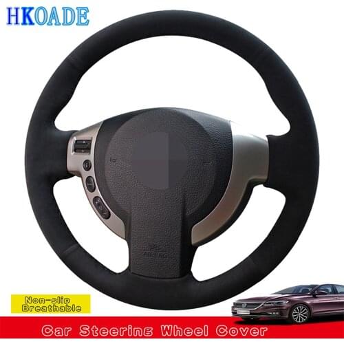 DIY Black Hige Soft Suede Car Steering Wheel Cover For Nissan X-Trail NV200 Serena Rogue Sentra 2007-2012 Qashqai 2007-2013