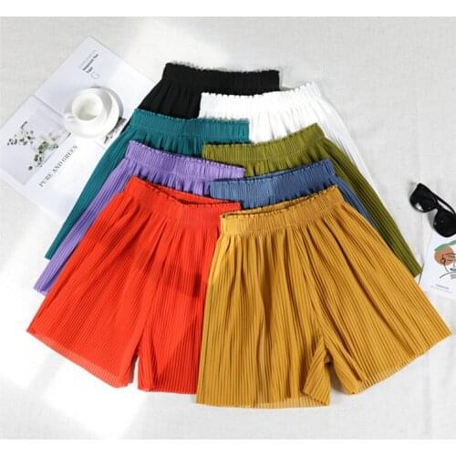 Large Size Women Short Pant 5XL 6XL 7XL Loose Streewear Casual Breathable Shorts Candy Color Solid Folds Trousers