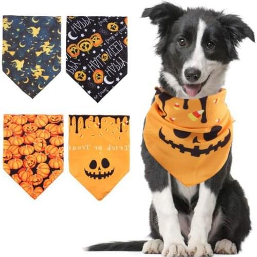 1pc Pet Halloween Cotton Triangle Saliva Towel Washable Dog Pet Dog Bandana Puppy Kerchief Dog Accessories Pet Neckerchief Scarf