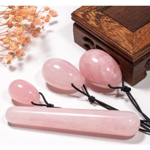 3pcs Jade Stone Yoni Eggs + 1pcs Stick Massage Wand Healing Health Care Tool Set for Women Kegel Exercise