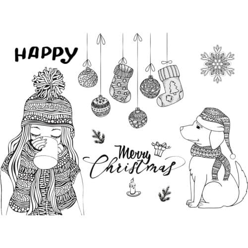 AZSG Christmas Dog Socks Girl Clear Stamps For DIY Scrapbooking Decorative Card Making Crafts Fun Decoration Supplies