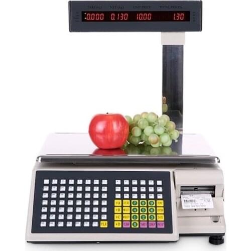 Swiftautoid white stainless steel led for supermarket 30kg manually automatically rs232 barcode receipt label printing scale