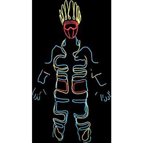DHL Free EL costume EL Cold Light Glowing Dance Clothing EL Indian Luminous Costumes Scintillation Costume Men LED Clothes Cold