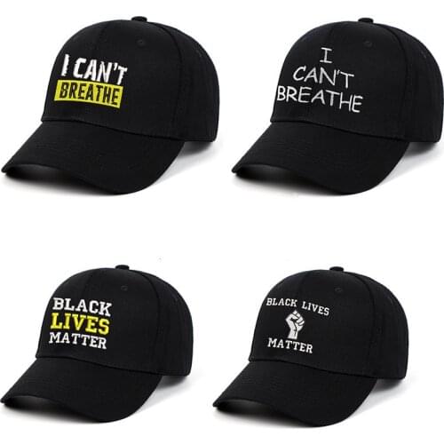 Letter I Can't Breathe Baseball Cap Adjustable Embroidered BLACK LIVES MATTER Hats Snapbacks Man Caps Summer Visors Mesh Sunhat