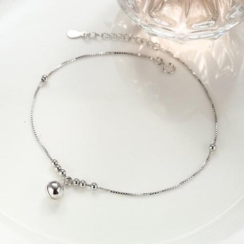Fashion 100% genuine S925 sterling silver Box chain ball anklet foot chain silver 925 Anklets for women foot accessories jewelry