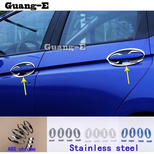 For Honda Fit Jazz 2017 2018 2019 Car Styling Cover Detector Trim External Armrest Door Bowl Sticker Frame Moulding Parts 8pcs