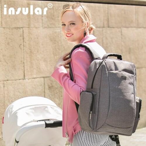 Insular Multifunctional Large Capacity Baby Diaper Bag Mommy Backpack Bag Nappy Organizer Backpack Include Plastic Napkin Box