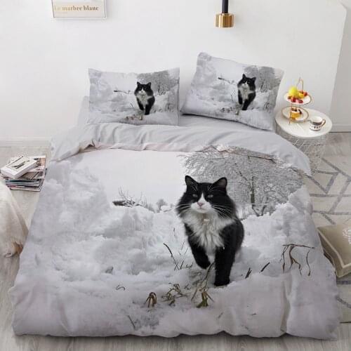 Cat Design 3D Bedding Sets Cute Pets Duvet Quilt Cover Comforter Bed Linen and Pillowcase King Queen Double Size Kids Bedclothes