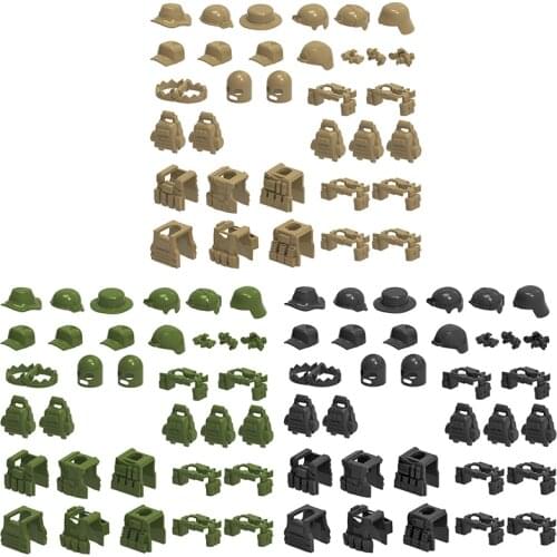 Modern SWAT Soldiers Figures Equipment Accessories Building Blocks Military Policemen Hat Vest Waistband Mini Bricks Toys