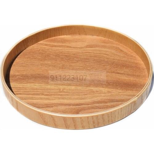 European style Round Tray Food Serving Plate Wood color Snack Deseert Teaboard Natural Tea Food Server Dishes Drink Platter