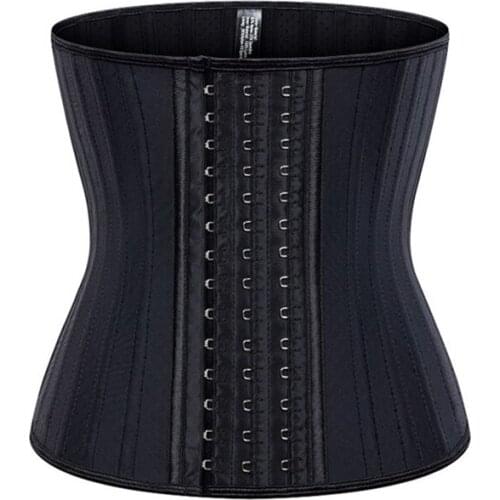 Summer Fashion Waist Trainer 25 Spiral Steel Boned Black Waist Slimming Cincher 3 Hooks And Eyes Corset Underwear Corselet