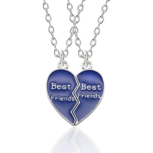 Best Friend Forever Letter Necklace Puzzle Love Lady Necklace Pendant 2 Pieces Jewelry Best Friend Heart Gift