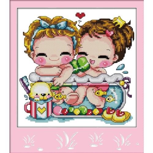 Joy Sunday Bath In A Fishbowl Hand Embroidery Designs for Cross Stitch Kit Embroidery Cross Stitch Needlework Crafts Christmas