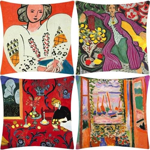 Henri Matisse Painting Cushion Cover Blue Face The Dessert Harmony in Red Throw Pillow Cover Pillowcase