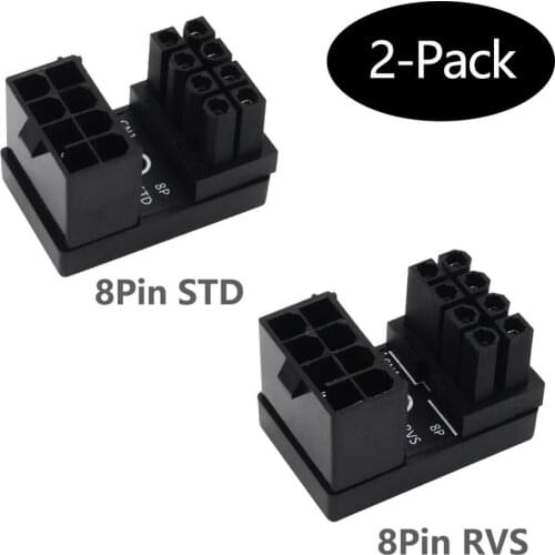 New ATX 8Pin Female to 8pin Male 180 Degree Angled Adapter Up Angled + Down Angled for Desktops Graphics Card Power Adapter