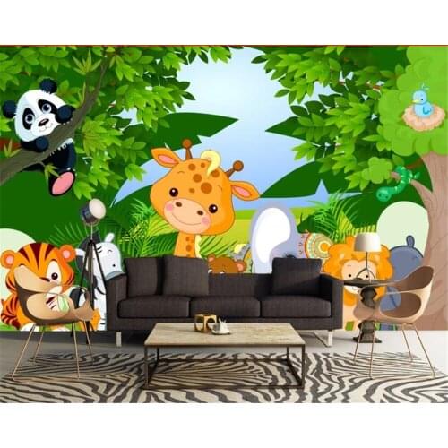 Beibehang Child room background wall decoration 3d wallpaper animal kingdom cute cartoon animal photo wallpaper papel pintado