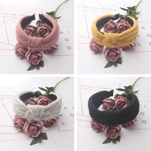 2020 Fashion Brand Women Hairbands Girls Cute Winter Warm Headband Girl Pink hairs Hoop Solid Color Stylish Headwear Knot Holder
